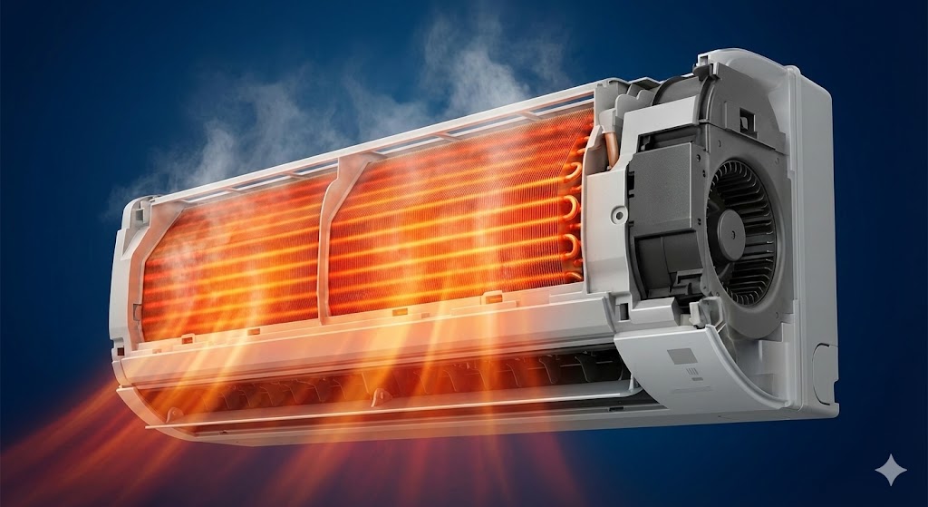 エアコンの加熱乾燥を行っている状態の画像